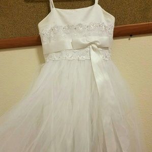 White satin tulle dress